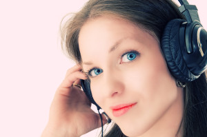 Young woman listening to music