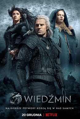 Wiedźmin polski plakat filmowy Geralt, Yennefer i Ciri