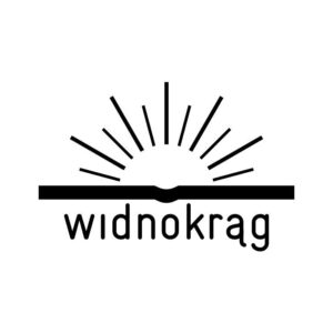 Wydawnictwo Widnokrąg - logo, słońce wychodzące zza książki